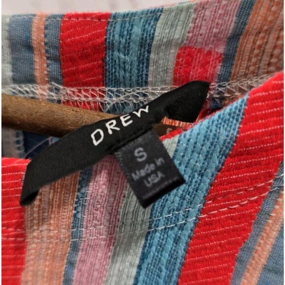 Anthropologie Tank Top Womens Small Neon Orange Striped Button Back Marisol Drew - Picture 3 of 7